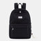 Women Canvas Casual Patchwork Backpack - Black