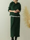 Solid Pocket Hooded Long Sleeve Two Pieces Suit Women - Dark Green