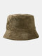 Men & Women Cotton Warm Solid Color Sunvisor Casual Fashion Couple Hat Bucket Hat - Khaki