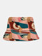 Unisex Polyester Cotton Irregular Color-block Geometric Pattern Print All-match Bucket Hat - Pink
