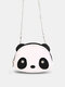 Women Faux Leather Cute Panda Winter Olympics Beijing 2022 Mini Crossbody Bag - White