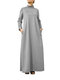 Solid Color Stand Collar Long Sleeves Casual Maxi Dress - Grey