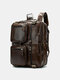 Vintage Business Multi-Pockets Multifunction Waterproof  Wearable Multi-Carry Backpack Briefcase - Coffee