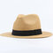 Women's Men  Summer Casual Vacation Straw Bowler Boater Sun Hat Round Flat Caps Brim Summer Beach - Coffee