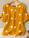 Blusa com estampa de pontos e gola redonda na frente e meia manga - Amarelo