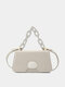 Women Faux Leather Fashion Chain Decoration Crossbody Bag Shoulder Bag - White