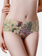Character Print Seamless Ice Silk Butt Lifter Middle Waisted Panties - Yellow