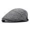 Mens Winter Thicken Warm Cotton Beret Cap Adjustable Vogue Casual Solid Forward Hat - Grey