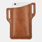 Men EDC Genuine Leather 6.3 Inch Phone Holder Case Waist Belt Bag - Brown
