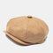 Unisex British Retro Beret Caps Woolen Cap Painter Hat Octagonal Cap - Camel