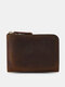 Genuine Leather Vintage Durable Zipper Coin Purse Portable Small Wallet - Dark Green