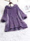 Fleece Cutie Cat Print Patchwork Casual Plus Size Hoodie - Purple