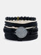 4 Pcs/Set Vintage Multi-layers Woven DIY Set Faux Leather Bracelet - #18