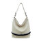 Women PU Leather Bucket Bag Large Capacity Tote Handbag Casual Shoulder Bag - White