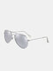 Men Alloy Full Frame Double Bridge Toad Glasses Polarized UV 400 All-match Retro Sunglasses - Silver frame/Silver
