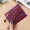 Bi-fold Stylish PU Leather Small Wallet Purse For Women - Wine Red