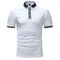 Mens Business Casual Tops Turn-down Collar Regular Fit Solid Short Sleeve Golf Shirt - White