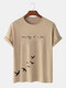 Mens Bird Slogan Print Casual 100% Cotton Short Sleeve T-Shirts - Khaki