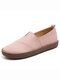 Women's Leather Casual Slip On Flat Loafers Shoes - Pink