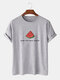 Mens Watermelon Slogan Print Crew Neck Cotton Short Sleeve T-Shirts - Gray