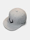 Women Cotton Geometric Letters Embroidered Flat-brimmed Hip-hop Sunshade Baseball Cap - Gray