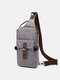 Canvas Soild Buckle Design Anti-theft Sling Bag Muti-Pocket Large Capacity Crossbody Bag Chest Bag - Gray