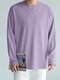 Mens Japan Solid Long Sleeve Slit T-shirt - Purple