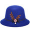 Women Elegant Felt Fedoras Top Hat Casual Floral Bowknot Decoration Bucket Hat - Blue