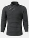 Mens Patchwork High Neck Slim Fit Designer Long Sleeve Sweater - Dark Gray