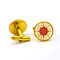 Vintage 1 Pair of Cufflinks Compass Disk Round Glass Zinc Alloy Collar Knot Tie Jewelry Accessories  - Gold