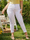 Fechadura com botão liso tamanho grande Design Bolso Jeans - Branco