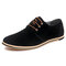 Men Leather Splicing Non Slip Large Size Soft Casual Shoes - Black