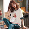 New Short-sleeved Trousers Pajamas Women's Season Cotton Suit Cartoon Cute Thin Section Home Service - Sweet new style
