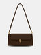 Vintage Women Faux Leather Solid Color Handbag Fashion Shoulder Bag - Coffee