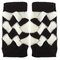 Crochet Knitted Fingerless Gloves Mixed Color Check Hand Wrist Warmer Mittens  - Dark Gray
