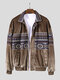 Mens Vintage Ethnic Knitting Pattern Long Sleeve Soft Casual Jackets - Brown