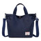 Women Canvas Tote Bag Solid Handbag Large Capacity Leisure Crossbody Bag - Blue