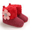 Baby Toddler Shoes Cute Knitted Appliques Decor Comfy Plush Warm Soft Snow Boots - Red