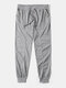 Mens Plain Zipper Pocket Button Fly Drawstring Waist Casual Jogger Pants - Gray