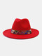 JASSY Men's Felt Fashion Outdoor Casual Sunshade Flat Brim Hat Fedora Hat Bucket Hat - #01