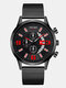 7 Colors Alloy Men Business Watch Decorated Pointer Calendar Quartz Watch - Black Band+Black Dial+Red Pointe