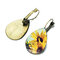 Bohemian Sun Flower Print Earrings Water Drop Shape Sunflower Gem Mount Ear Hook Women Jewelry Gifts - 06