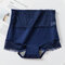 High Waisted Lace Tummy Shaping Cotton Seamless Panties - Navy