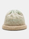 Women Mixed Color Knitted Tie-dye Gradient Color Vintage Fashion Warmth Brimless Beanie Hat - Beige