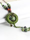 Ceramics Alloy Vintage Weave Leaf Sweater Necklace - Green