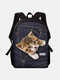 Women Men Dacron Cat Pattern Printing Large Capacity Backpack - #02