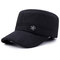 Men Adjustable Warm Ear Windproof Thick Wild Cotton Flat Cap Simple Style Outdoor Home Travel Hat - Black