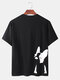 Mens French Bulldog Print Solid Color Breathable Loose O-Neck T-Shirts - Black