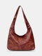 Women Vintage Large Capacity Anti-theft PU Leather Shoulder Bag Handbag Tote - Brown
