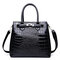 Crocodile Pattern Faux Leather Handbag Crossbody Bag For Women - Black